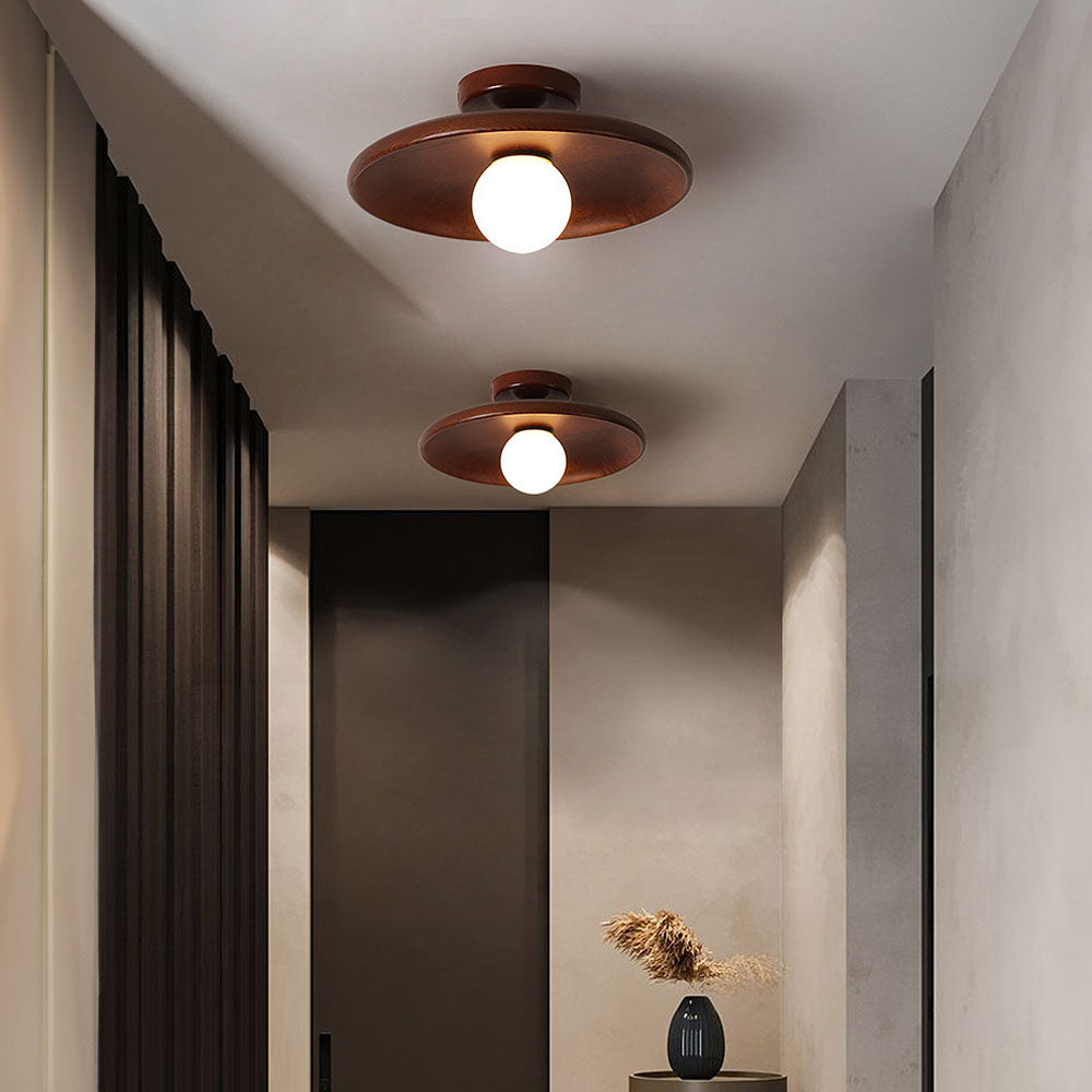 Scandinavian Round Ceiling Light with Natural Wood Finish – Minimalist LED Fixture for Hallways and Bedrooms 4