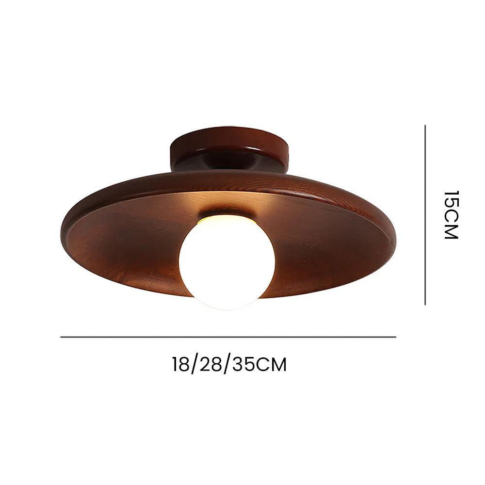 Scandinavian Round Ceiling Light with Natural Wood Finish – Minimalist LED Fixture for Hallways and Bedrooms 13