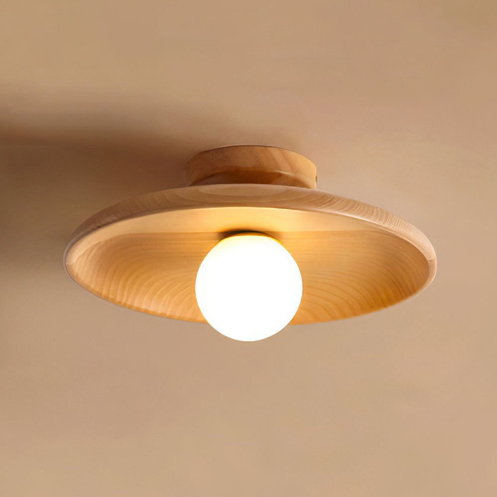 Scandinavian Round Ceiling Light with Natural Wood Finish – Minimalist LED Fixture for Hallways and Bedrooms 5