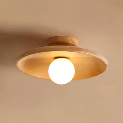 Scandinavian Round Ceiling Light with Natural Wood Finish – Minimalist LED Fixture for Hallways and Bedrooms 5
