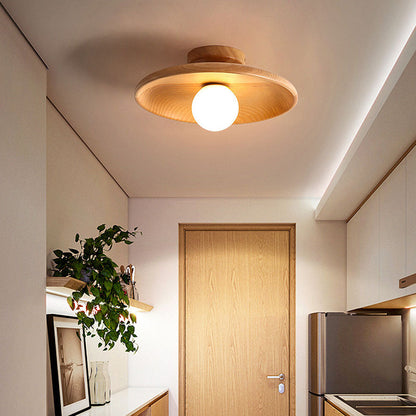 Scandinavian Round Ceiling Light with Natural Wood Finish – Minimalist LED Fixture for Hallways and Bedrooms 6