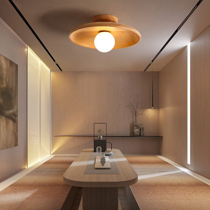 Scandinavian Round Ceiling Light with Natural Wood Finish – Minimalist LED Fixture for Hallways and Bedrooms 7