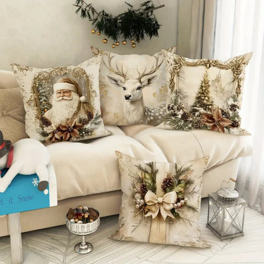 Luxurious Gold Velvet Christmas Pillow Covers – Elegant Holiday Home Decor 1
