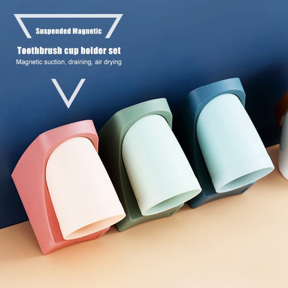 Magnetic Bathroom Cup and Toothbrush Holder – Waterproof ABS, Easy Installation, Space-Saving Design 4