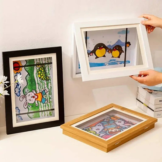 Magnetic Art Frame for Kids - Elegant Acrylic Display for Up to 150 Drawings, Vertical or Horizontal Wall Mount 1