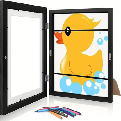 Magnetic Art Frame for Kids - Elegant Acrylic Display for Up to 150 Drawings, Vertical or Horizontal Wall Mount 2