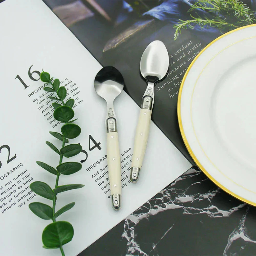 Timeless Laguiole Cutlery Set with Ivory Handles – 304 Stainless Steel, Elegant Dining Experience 11