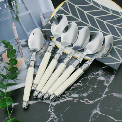 Timeless Laguiole Cutlery Set with Ivory Handles – 304 Stainless Steel, Elegant Dining Experience 15