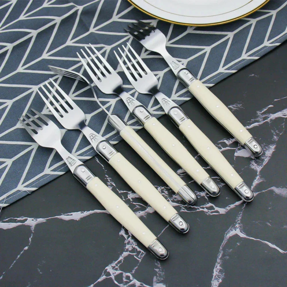 Timeless Laguiole Cutlery Set with Ivory Handles – 304 Stainless Steel, Elegant Dining Experience 16