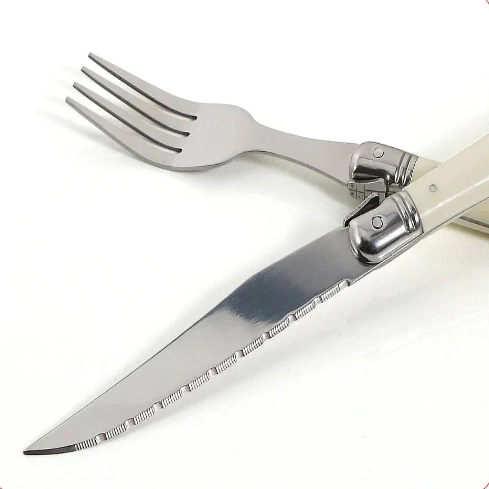 Timeless Laguiole Cutlery Set with Ivory Handles – 304 Stainless Steel, Elegant Dining Experience 5