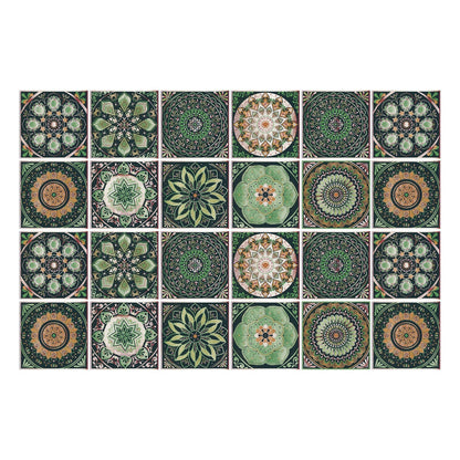 24-Piece European Mandala Tile Set - Artistic Vinyl Wall Decor for Home Interiors, Easy Peel and Stick Application 4
