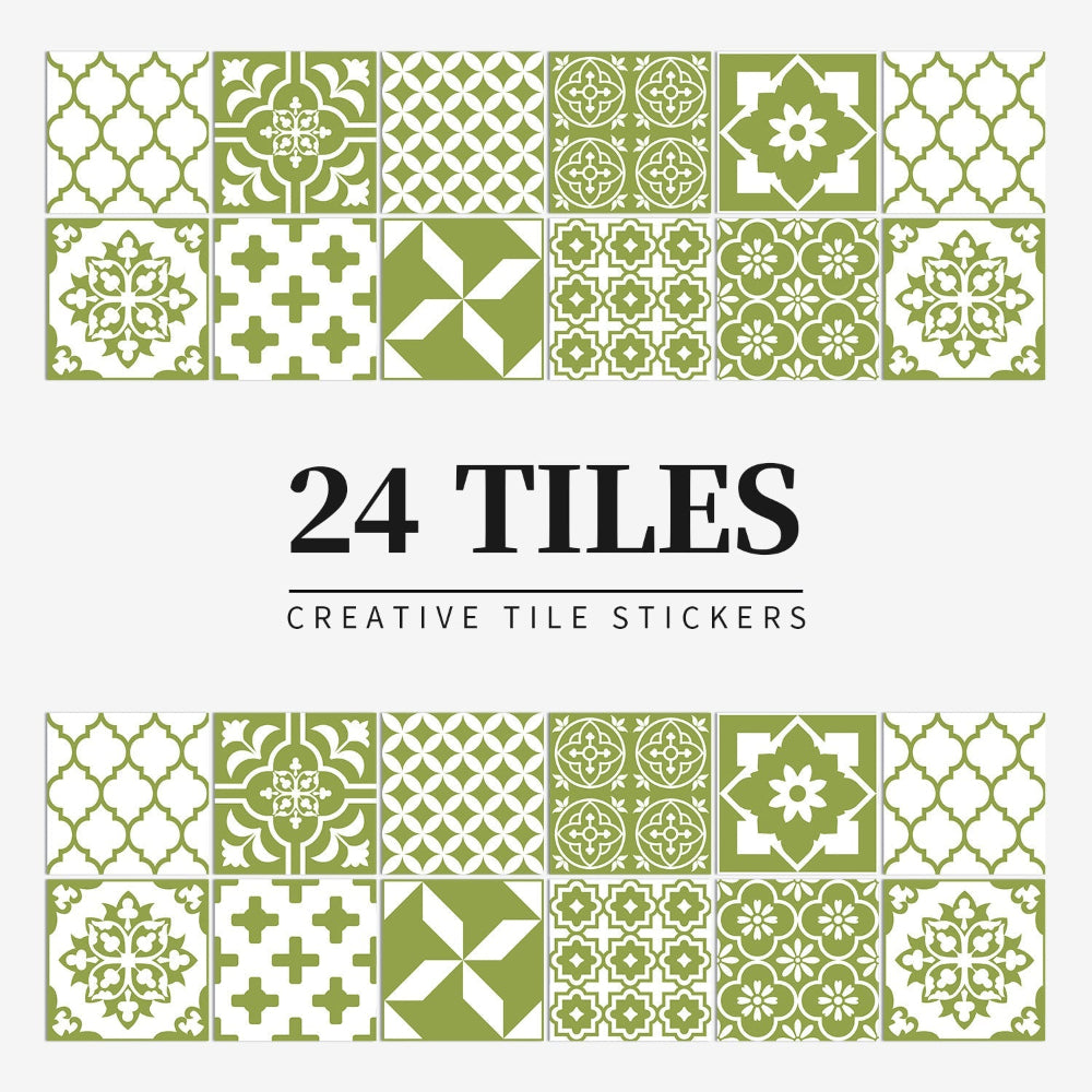 24-Piece European Mandala Tile Set - Artistic Vinyl Wall Decor for Home Interiors, Easy Peel and Stick Application 5