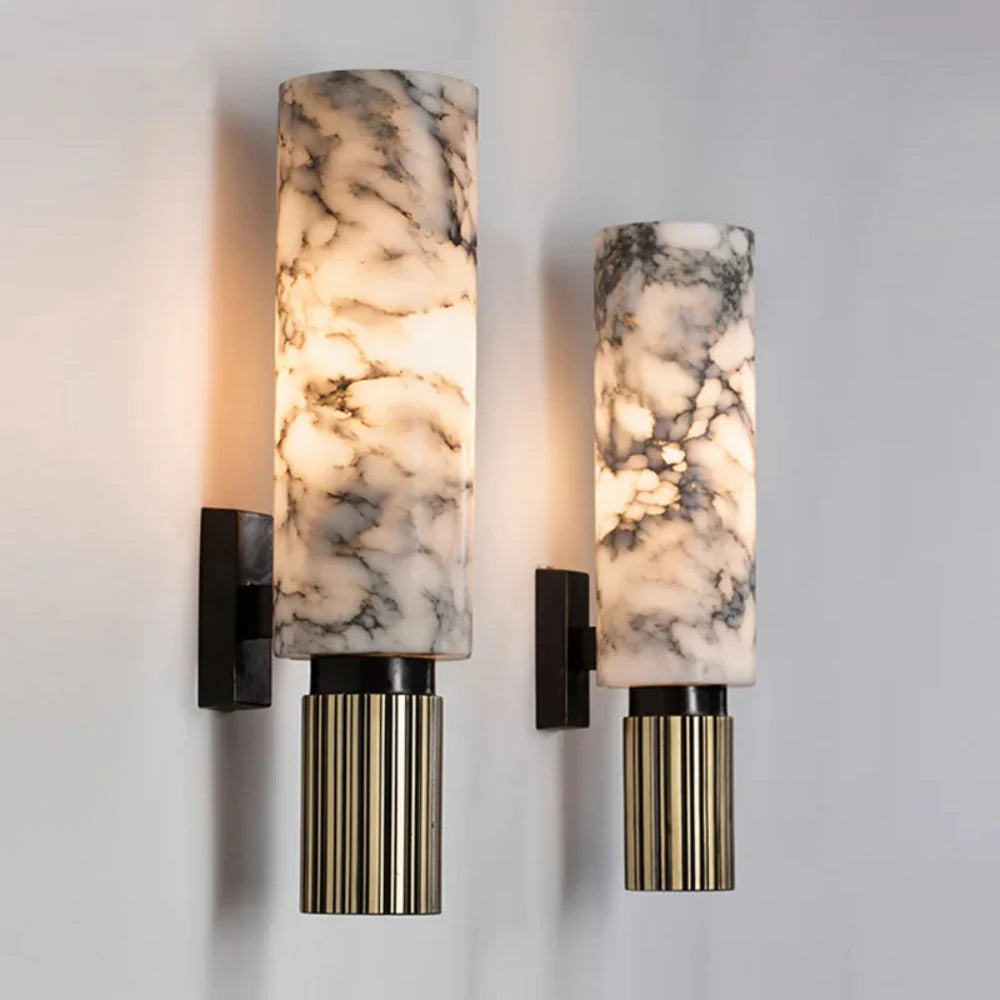 Elegant Marble Wall Light with Brass Accent – Round or Oval Design for Modern Spaces 1