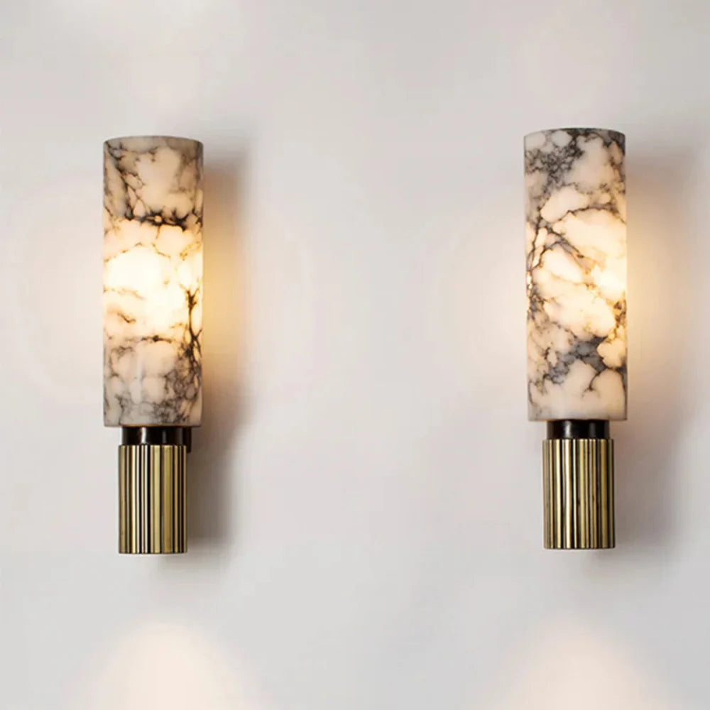 Elegant Marble Wall Light with Brass Accent – Round or Oval Design for Modern Spaces 2