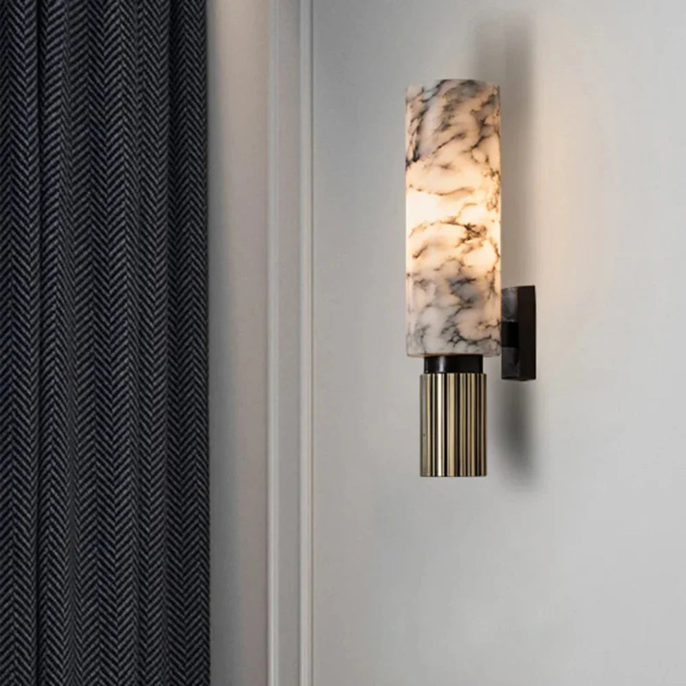 Elegant Marble Wall Light with Brass Accent – Round or Oval Design for Modern Spaces 4