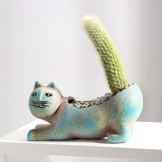 Artisan Cat Ceramic Planter – Handcrafted Cute Cat Design for Succulents and Herbs 1