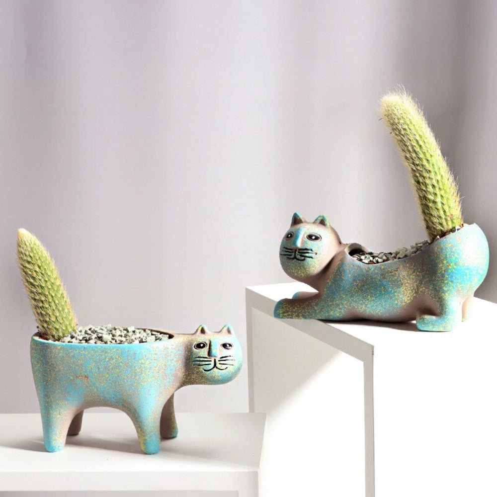 Artisan Cat Ceramic Planter – Handcrafted Cute Cat Design for Succulents and Herbs 2