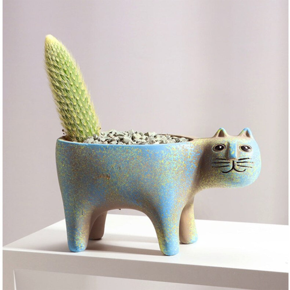 Artisan Cat Ceramic Planter – Handcrafted Cute Cat Design for Succulents and Herbs 3