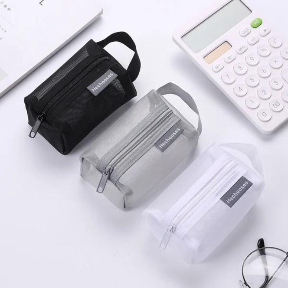 Stylish Mesh Storage Pouch Set – Lightweight Nylon Organizer for Travel, Cosmetics, and Accessories 1