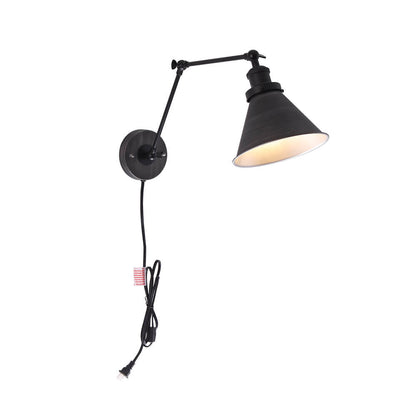 Mid-Century Modern Adjustable Wall Light with Brass Arm and Black Shade 12