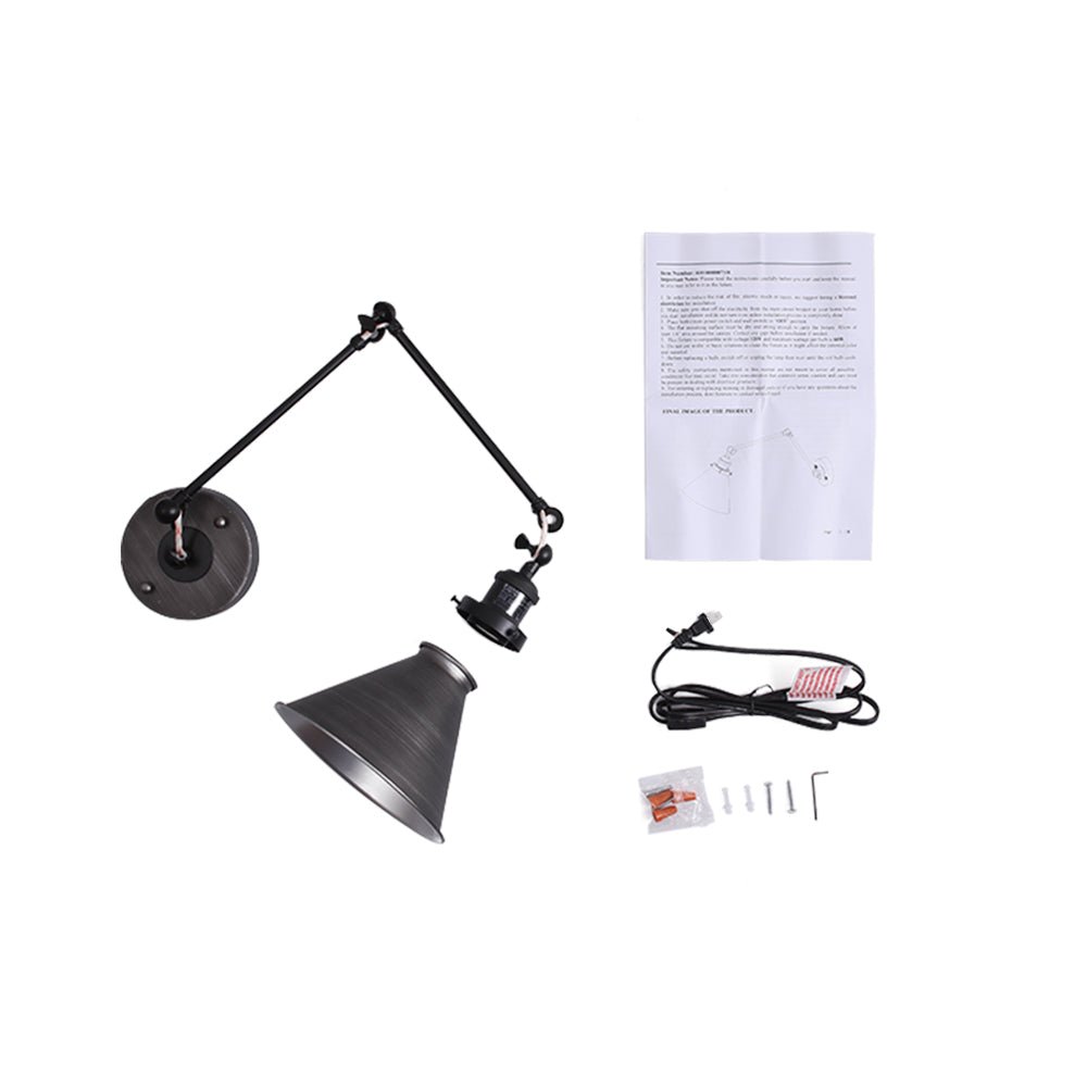 Mid-Century Modern Adjustable Wall Light with Brass Arm and Black Shade 14