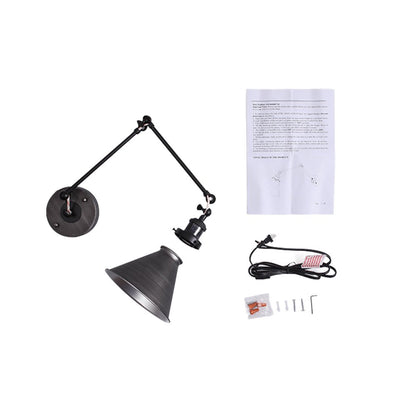 Mid-Century Modern Adjustable Wall Light with Brass Arm and Black Shade 14