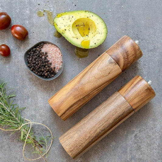 Acacia Wood Salt and Pepper Mills with Adjustable Ceramic Grinder – Elegant Kitchen Essential 1
