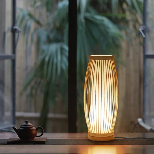 Elegant Table Lamp with Shell Shade and Curved Wooden Base – Soft Ambient Light for Home Decor 1