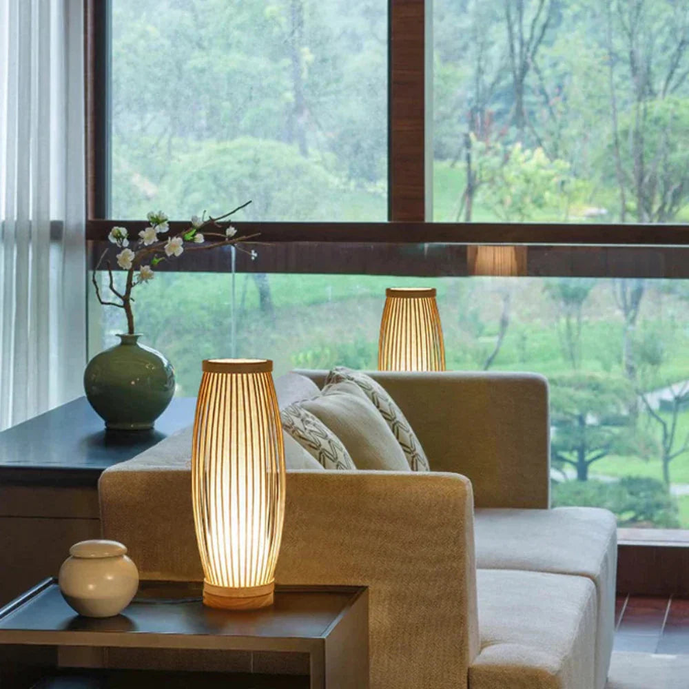 Elegant Table Lamp with Shell Shade and Curved Wooden Base – Soft Ambient Light for Home Decor 2