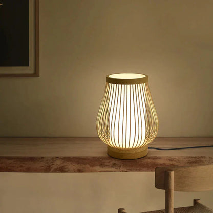 Elegant Table Lamp with Shell Shade and Curved Wooden Base – Soft Ambient Light for Home Decor 5