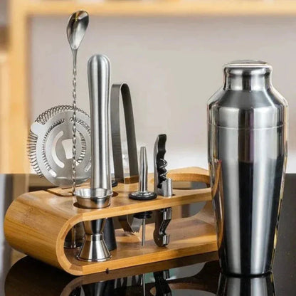 10-Piece Stainless Steel Cocktail Shaker Set with Bar Tools and Display Stand – Elegant Mixology Bar Set for Home Entertaining 1