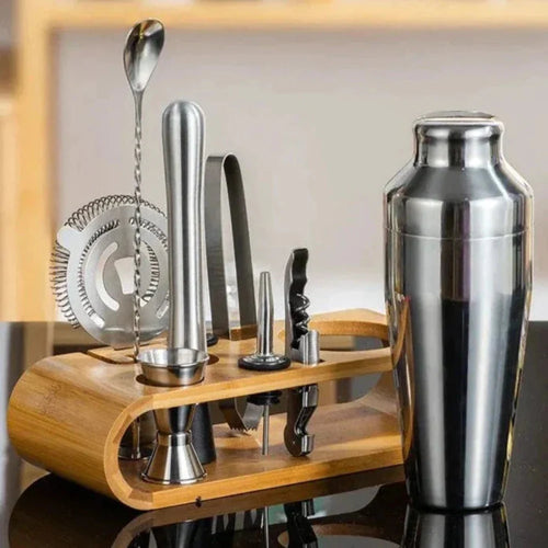 10-Piece Stainless Steel Cocktail Shaker Set with Bar Tools and Display Stand – Elegant Mixology Bar Set for Home Entertaining 1