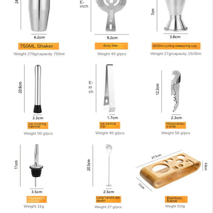10-Piece Stainless Steel Cocktail Shaker Set with Bar Tools and Display Stand – Elegant Mixology Bar Set for Home Entertaining 4