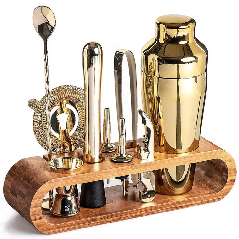 10-Piece Stainless Steel Cocktail Shaker Set with Bar Tools and Display Stand – Elegant Mixology Bar Set for Home Entertaining 7