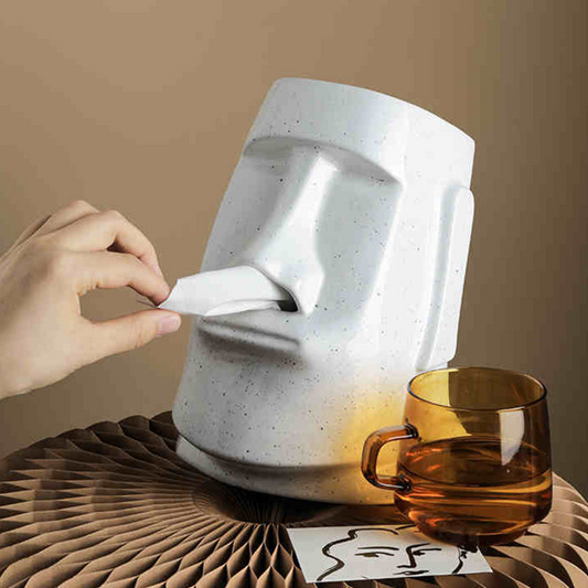 Nordic Ceramic Moai Tissue Holder – Sculptural Design for Modern Interiors 1
