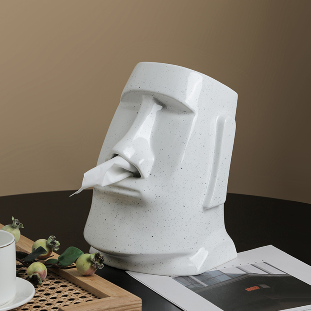 Nordic Ceramic Moai Tissue Holder – Sculptural Design for Modern Interiors 2