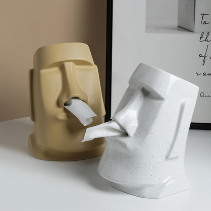 Nordic Ceramic Moai Tissue Holder – Sculptural Design for Modern Interiors 3