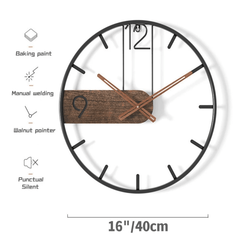 Modern Metal Wall Clock with Minimalist Design – 40 cm Silent Quartz Timepiece 7