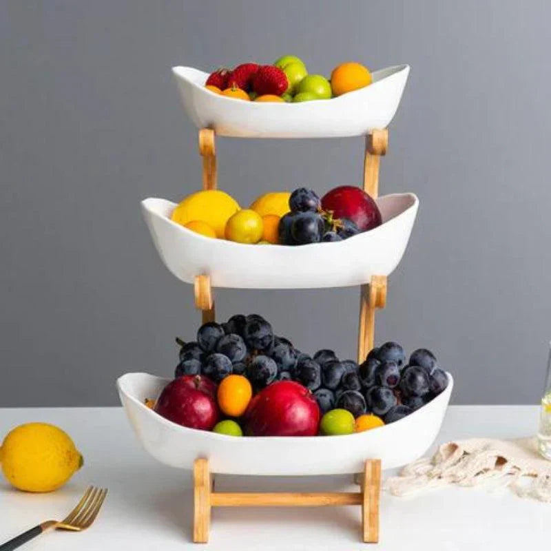 Modern Bamboo Fruit Basket with Removable Trays – 2 or 3 Tier Design for Kitchen Organization 6