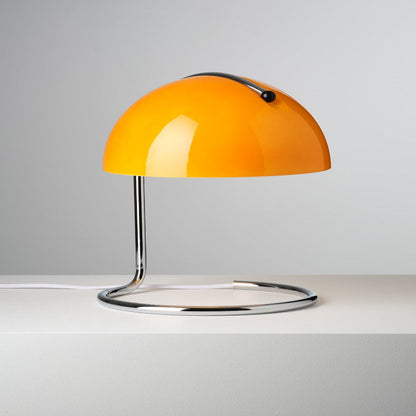 Mid-Century Modern Desk Lamp with Orange Dome Shade – USB Powered LED Lighting 1