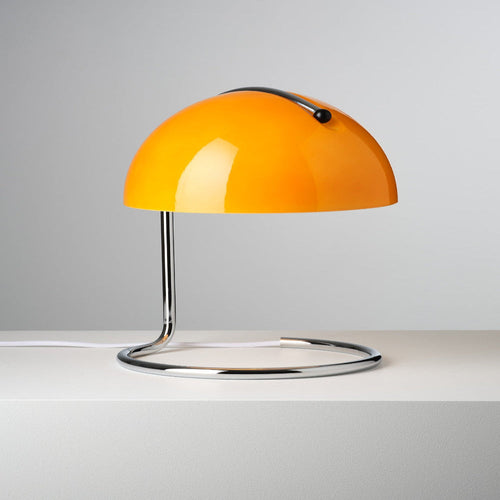 Mid-Century Modern Desk Lamp with Orange Dome Shade – USB Powered LED Lighting 1