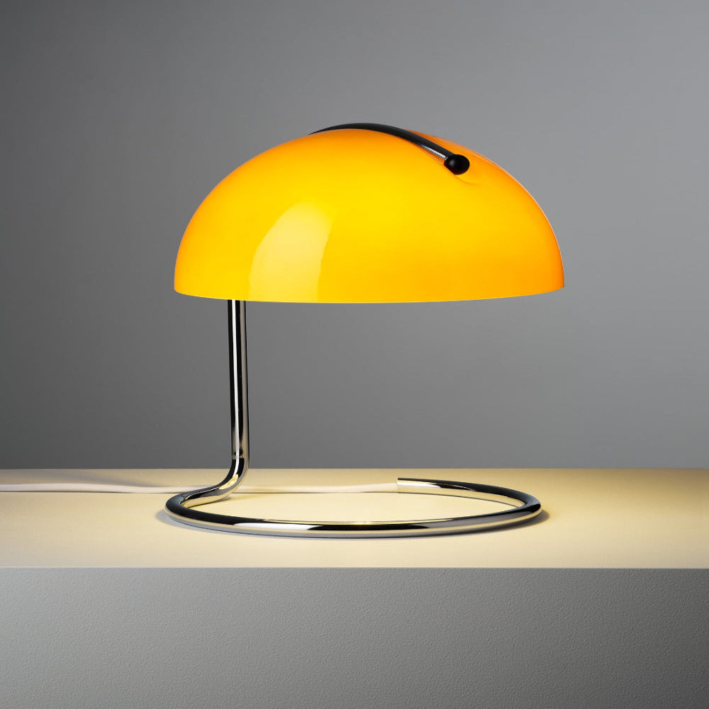 Mid-Century Modern Desk Lamp with Orange Dome Shade – USB Powered LED Lighting 2