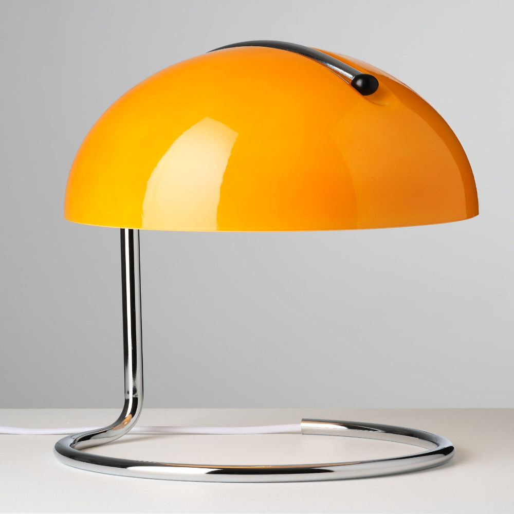 Mid-Century Modern Desk Lamp with Orange Dome Shade – USB Powered LED Lighting 3