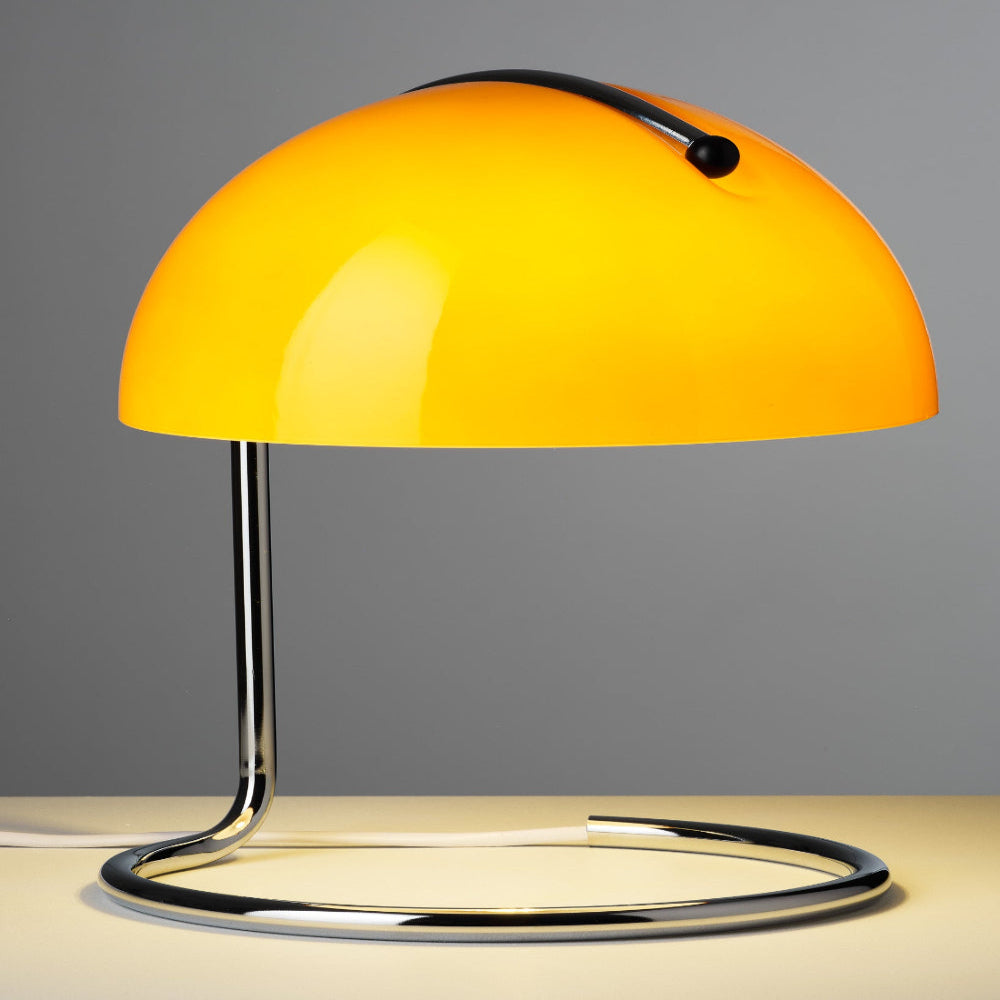 Mid-Century Modern Desk Lamp with Orange Dome Shade – USB Powered LED Lighting 4