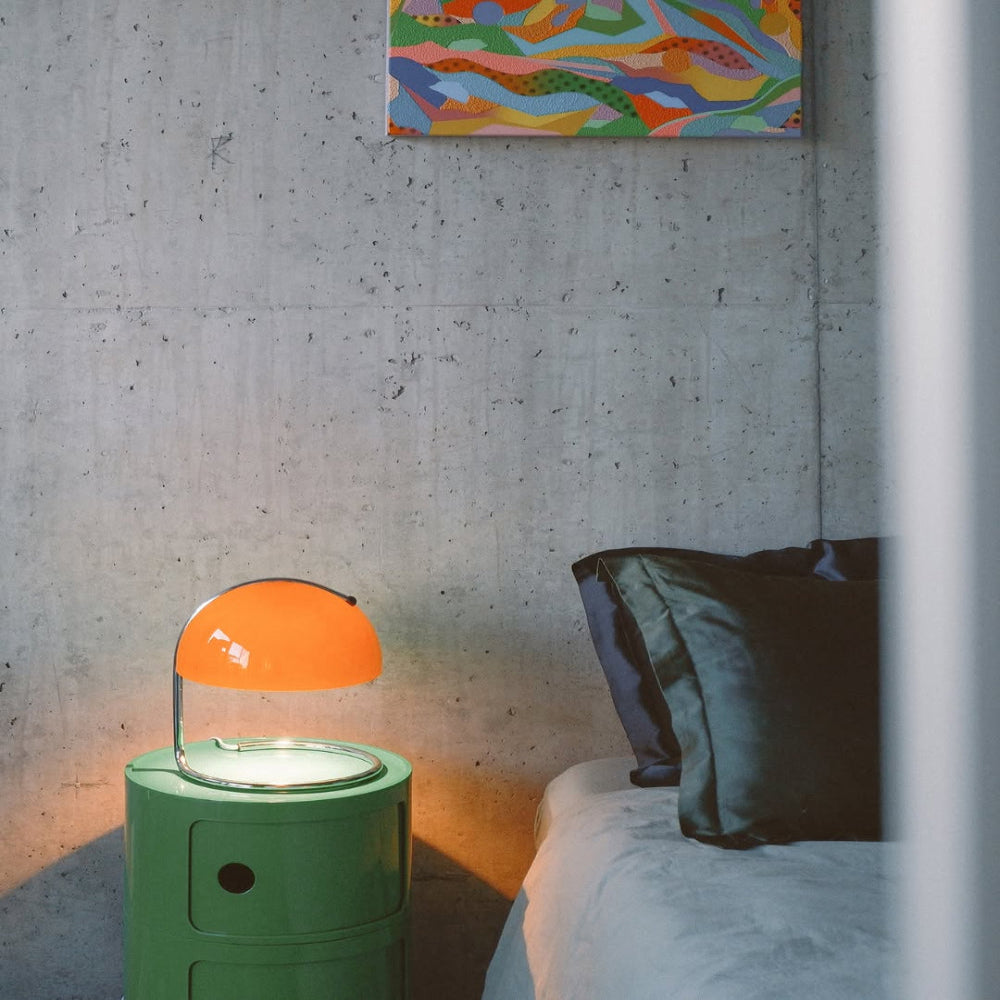 Mid-Century Modern Desk Lamp with Orange Dome Shade – USB Powered LED Lighting 7