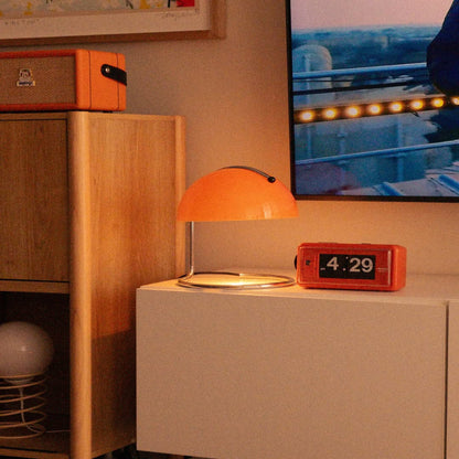 Mid-Century Modern Desk Lamp with Orange Dome Shade – USB Powered LED Lighting 8
