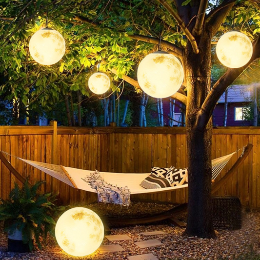 Moon-Shaped Outdoor Pendant Light – Warm LED Garden Lantern for Patios and Balconies 1