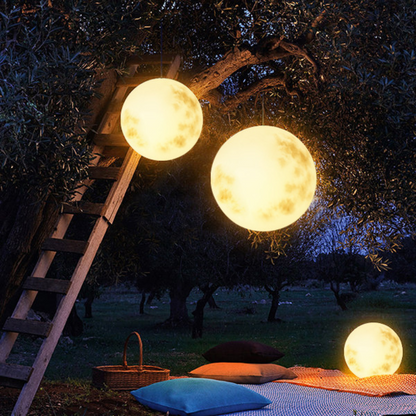 Moon-Shaped Outdoor Pendant Light – Warm LED Garden Lantern for Patios and Balconies 4