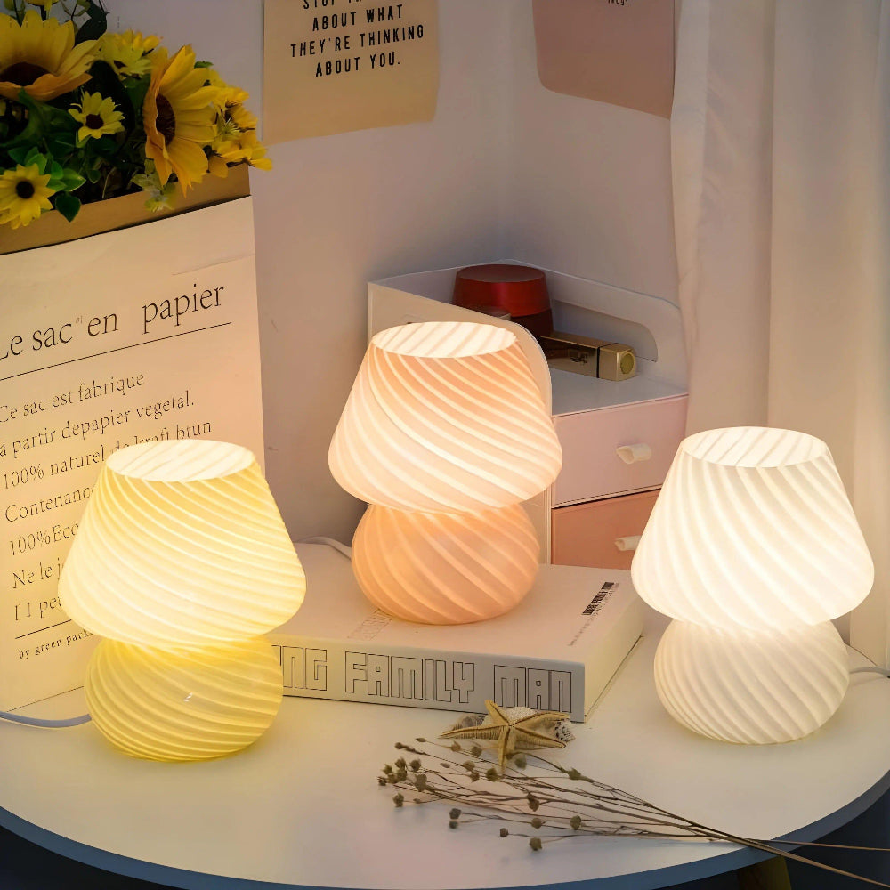 Retro Glass Mushroom Lamp for Cozy Ambient Lighting – Vintage Design for Tables and Nightstands 2