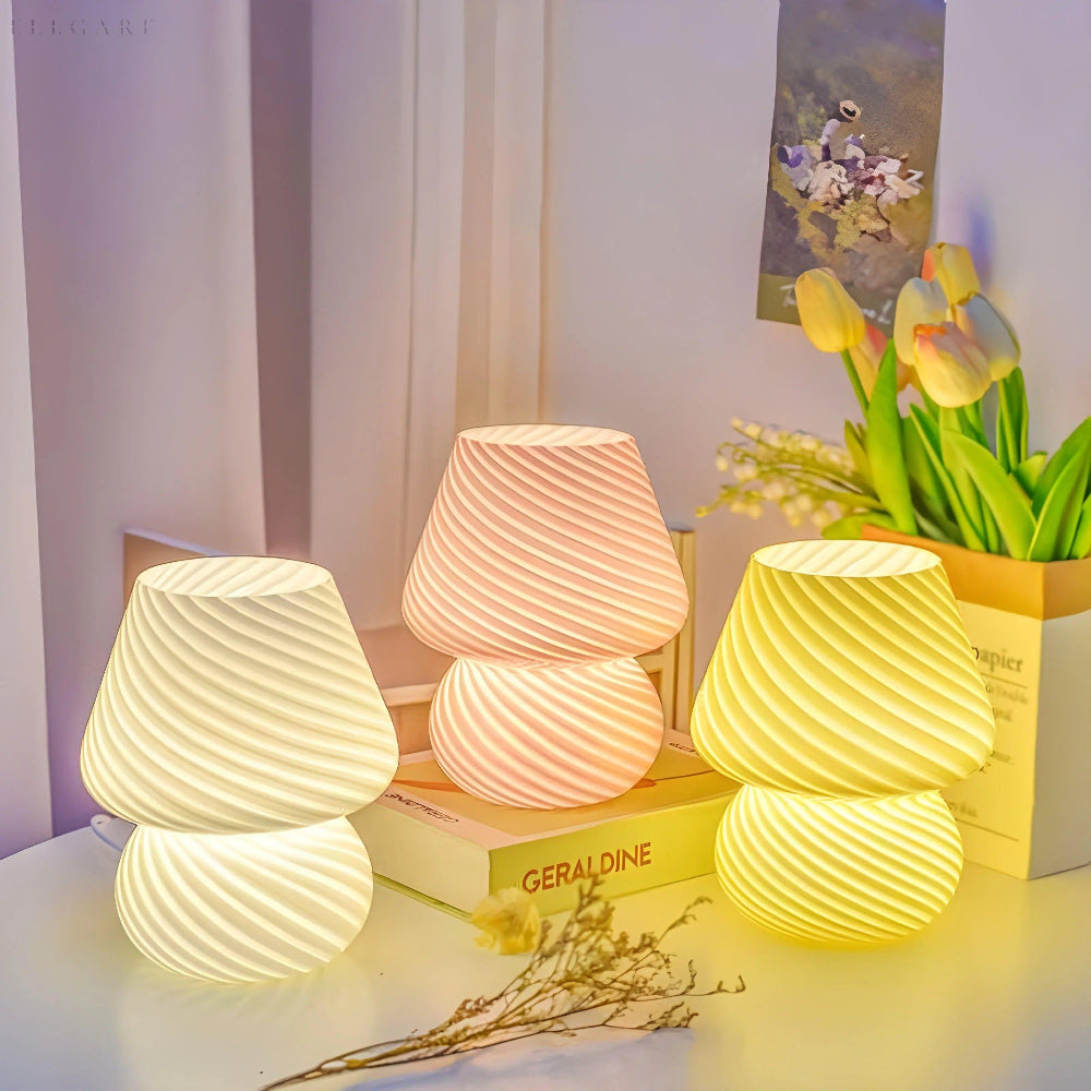 Retro Glass Mushroom Lamp for Cozy Ambient Lighting – Vintage Design for Tables and Nightstands 3
